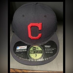 New Era 59Fifty Men's Cap MLB Cleveland Indians Red "C" Navy Hat Sz 7